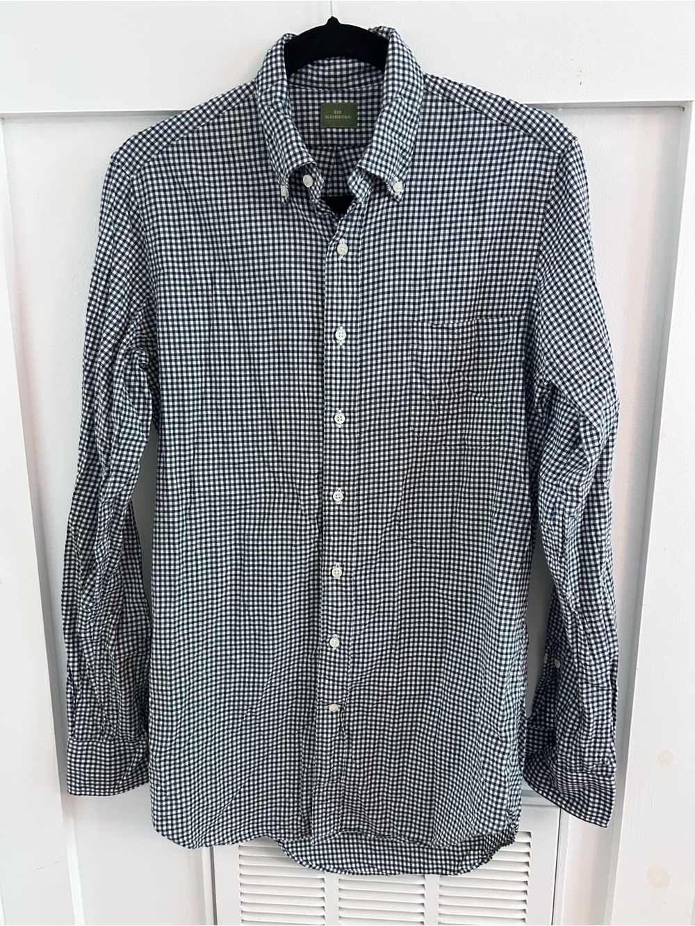 Sid Mashburn purple green white plaid Gingham button down shirt men’s small